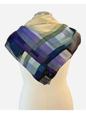 Vintage 1980's Bill Blass Silk Hand Rolled Scarf Geometric 33" Square EUC